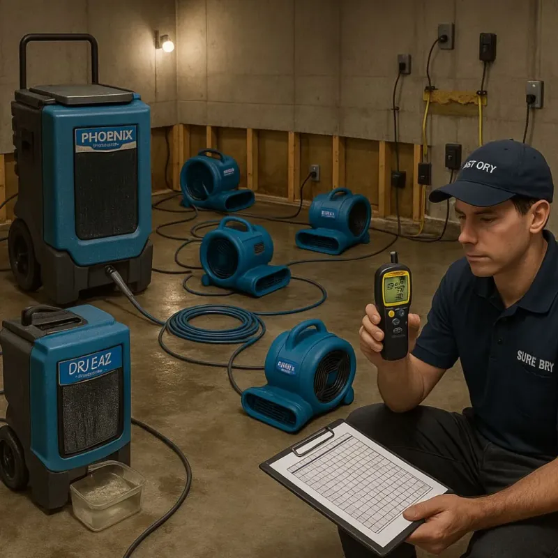 Structural Drying and Dehumidification process in Las Lomas, CA